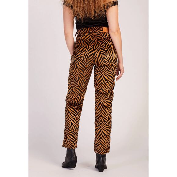 TACH CLOTHING Rumba Velvet Pants Womens Small Tiger Print High Rise Tapered Leg - Picture 2 of 16
